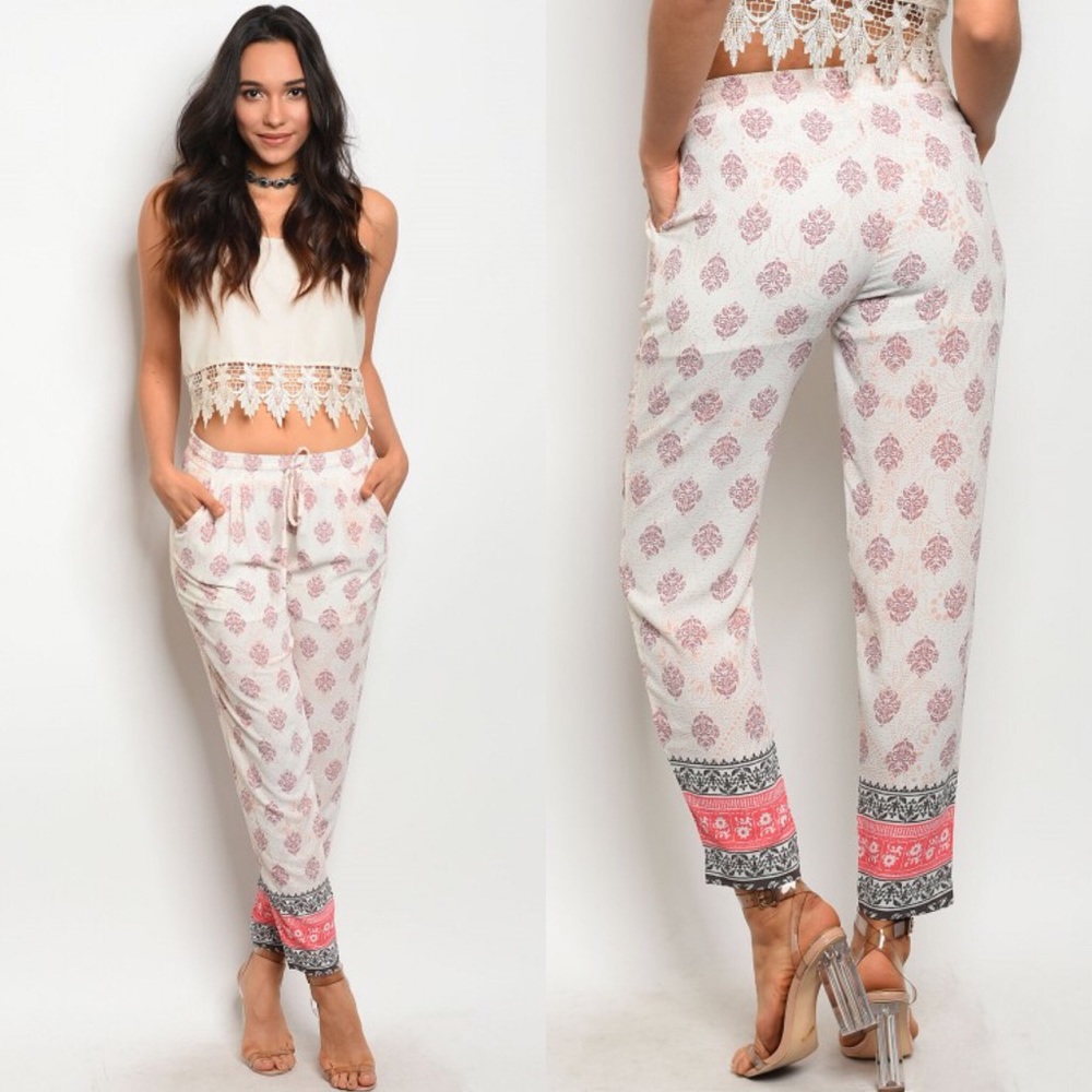 CLOSING SHOP!! Sheer Coral Print Pants